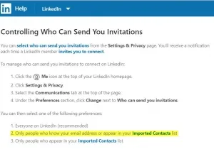 Controlling who can send you invitations